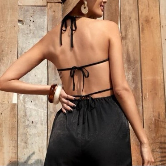 Tie Back Backless Wide Leg Cami Jumpsuit - Picture 5 of 5